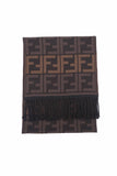 Fendi Pre-owned Logo Wool Brown Scarf