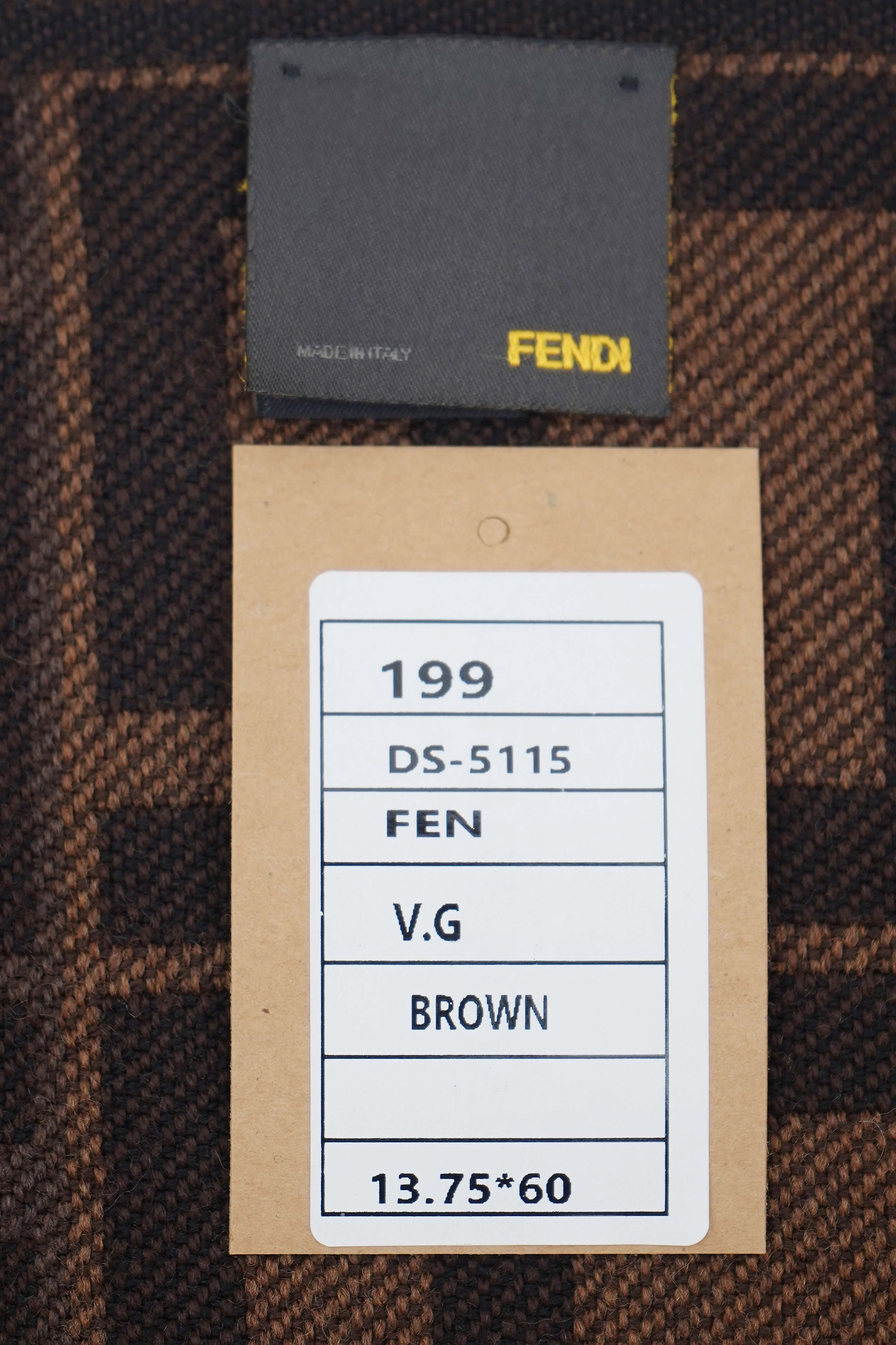 Fendi Pre-owned Logo Wool Brown Scarf