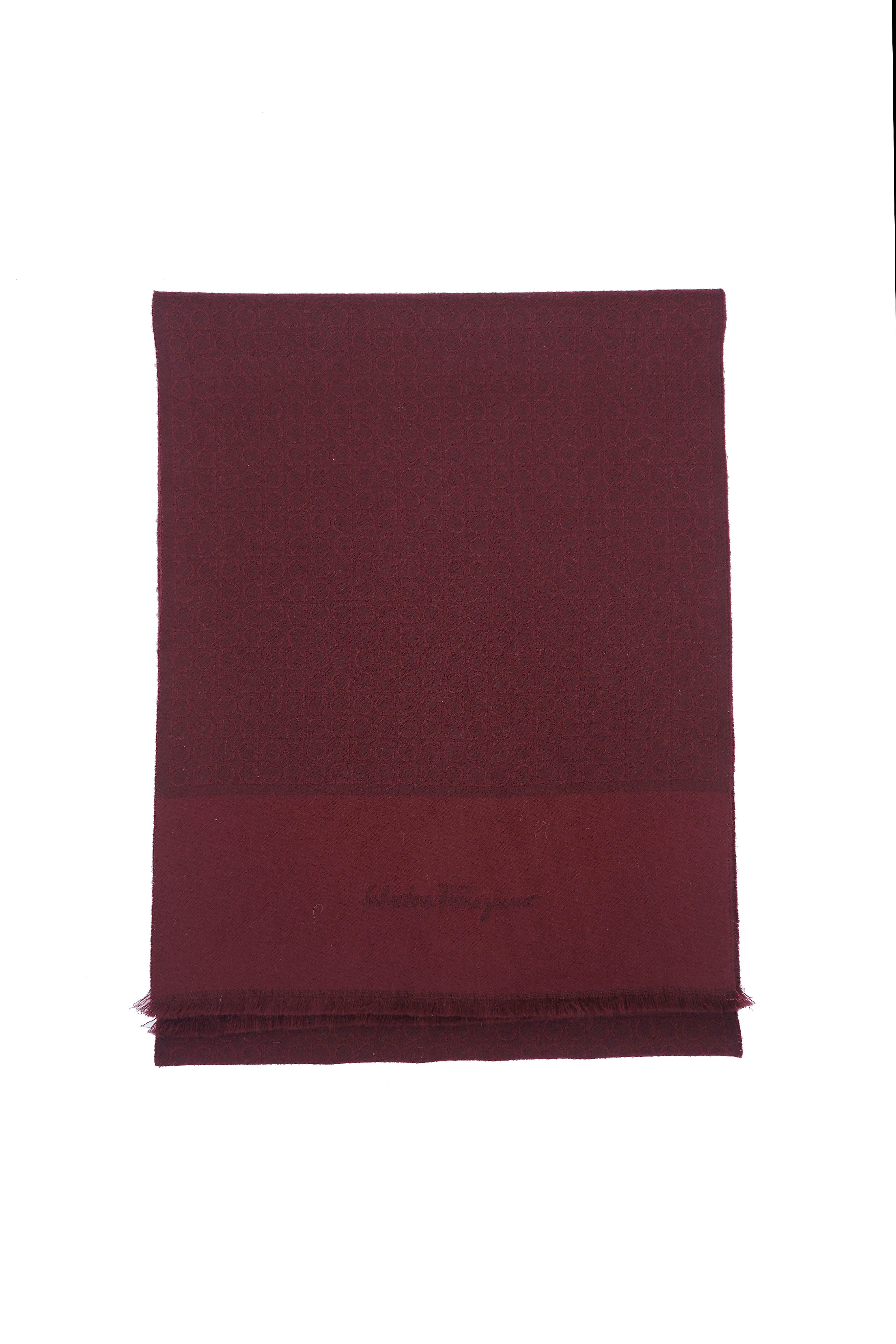 Salvatore Ferragamo Pre-owned Plain Wool Maroon Scarf