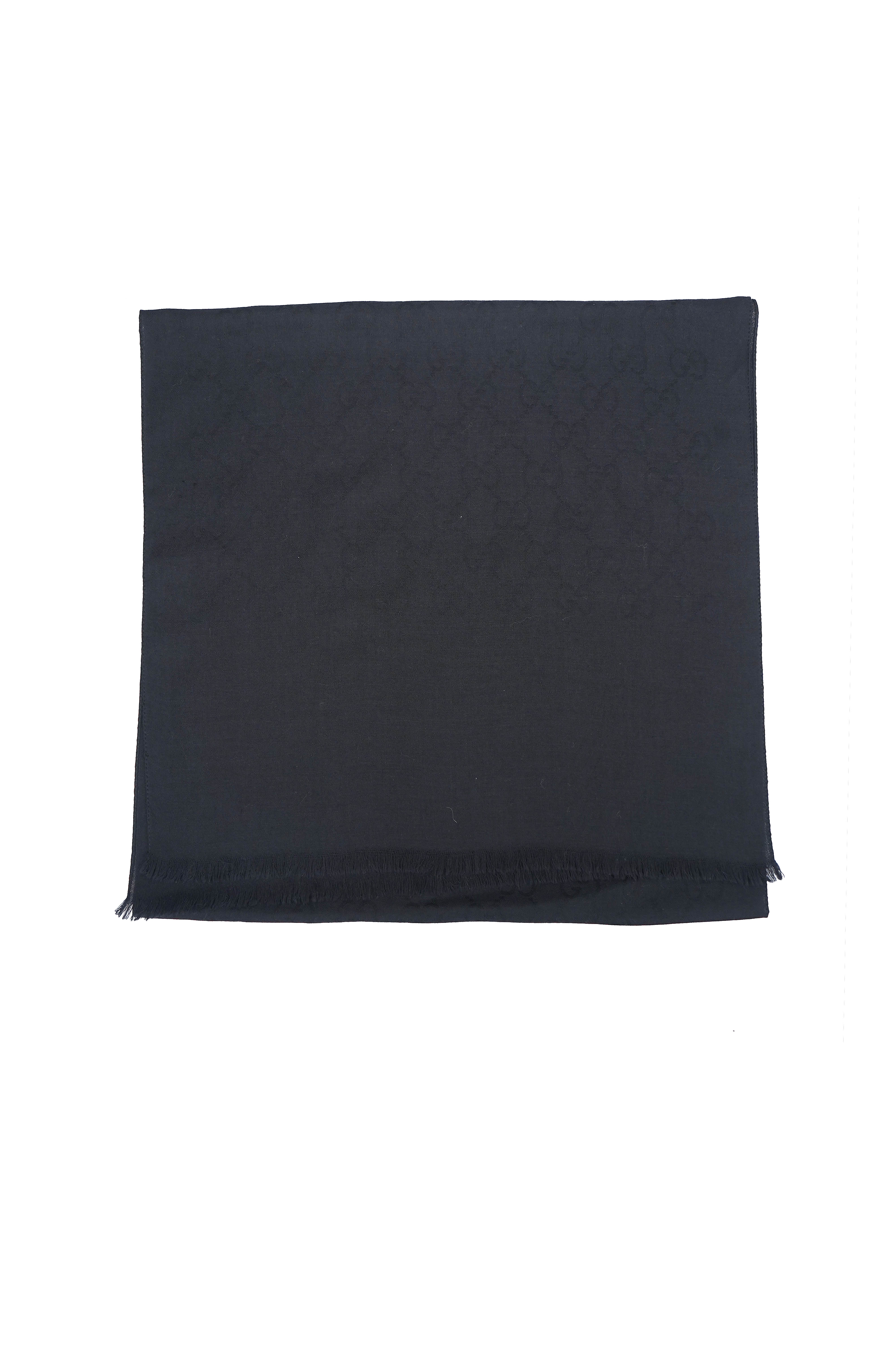 Gucci Pre-owned Logo Wool Black Scarf