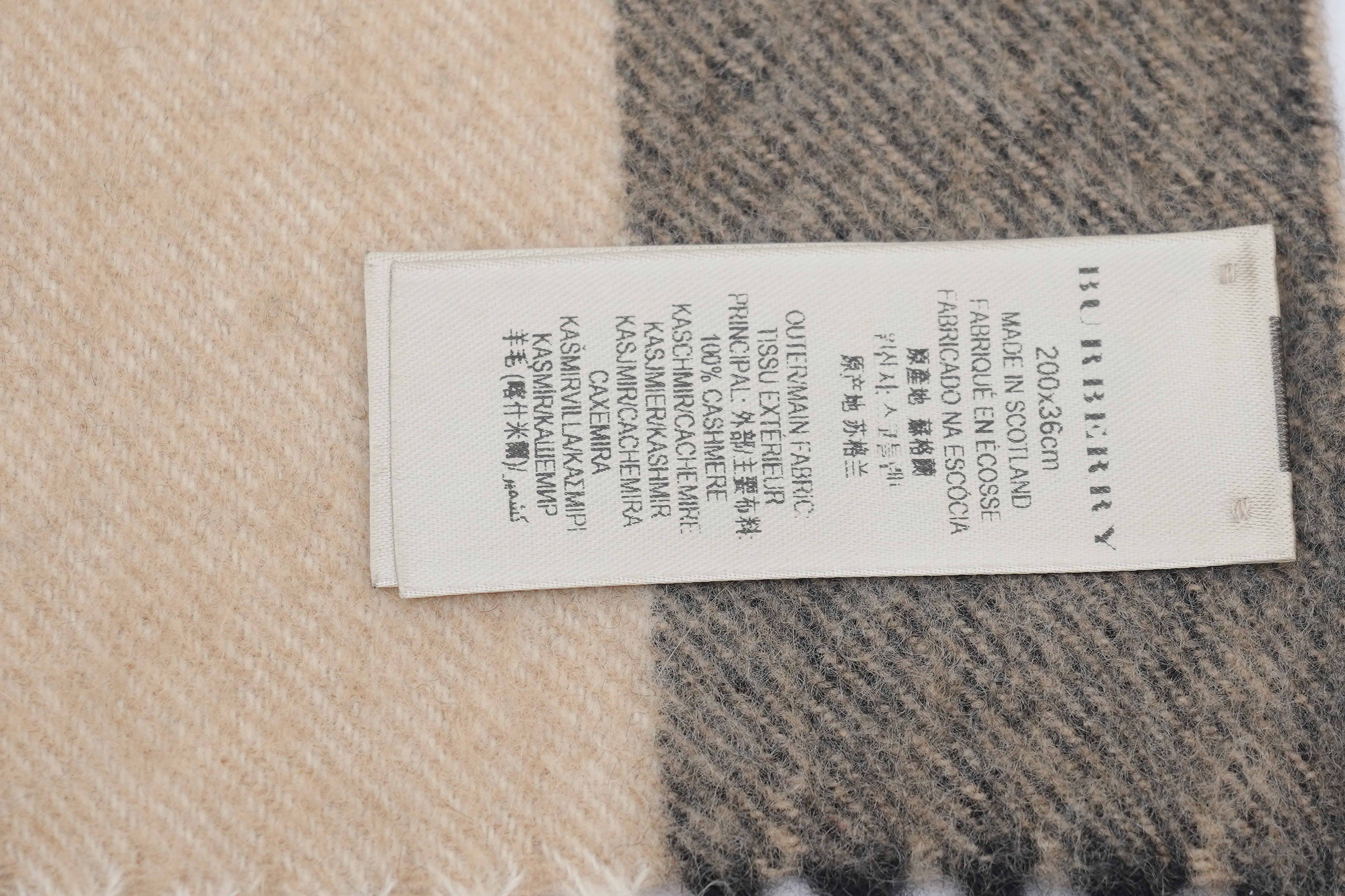 Classic Check Cashmere Beige Scarf