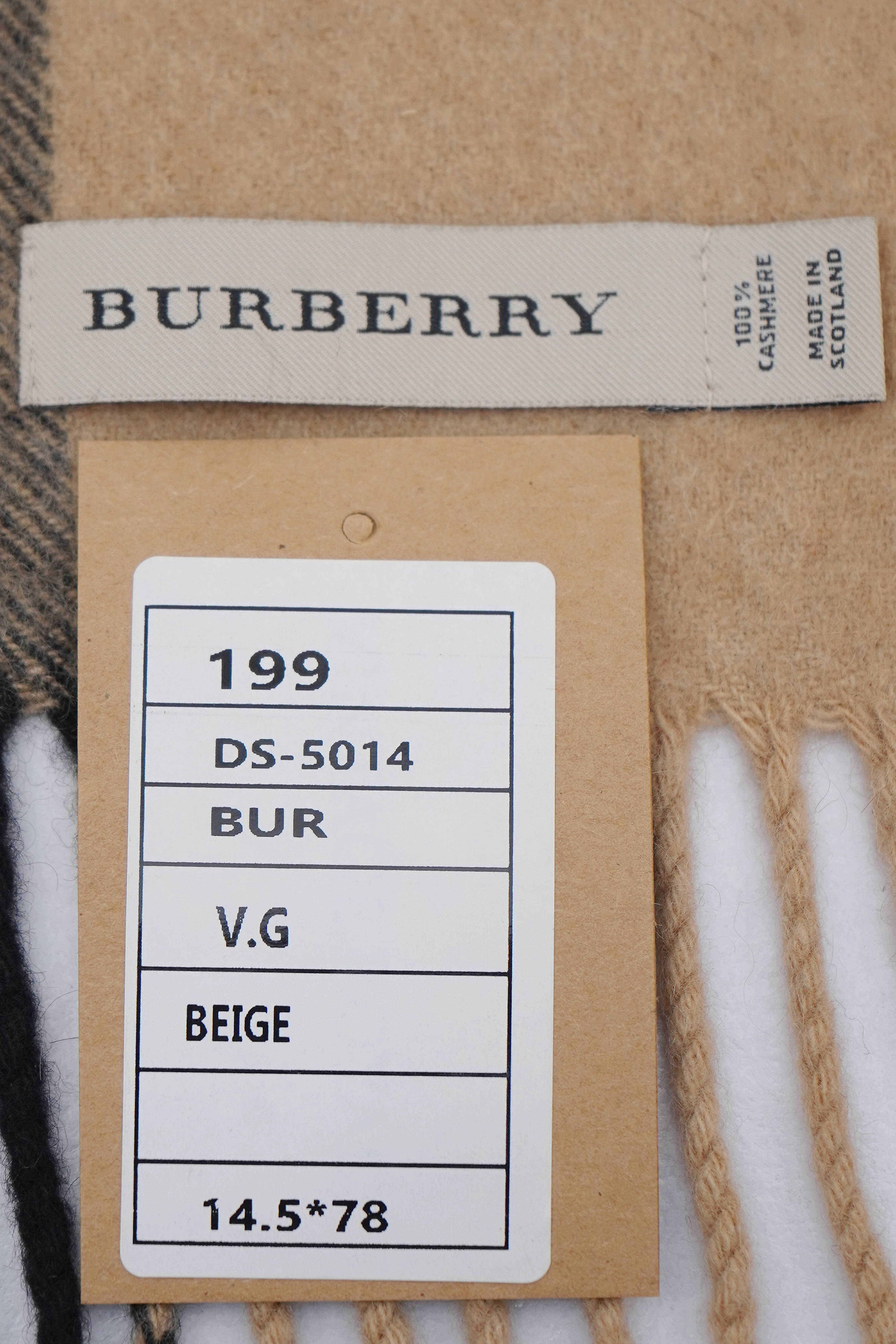 Classic Check Cashmere Beige Scarf