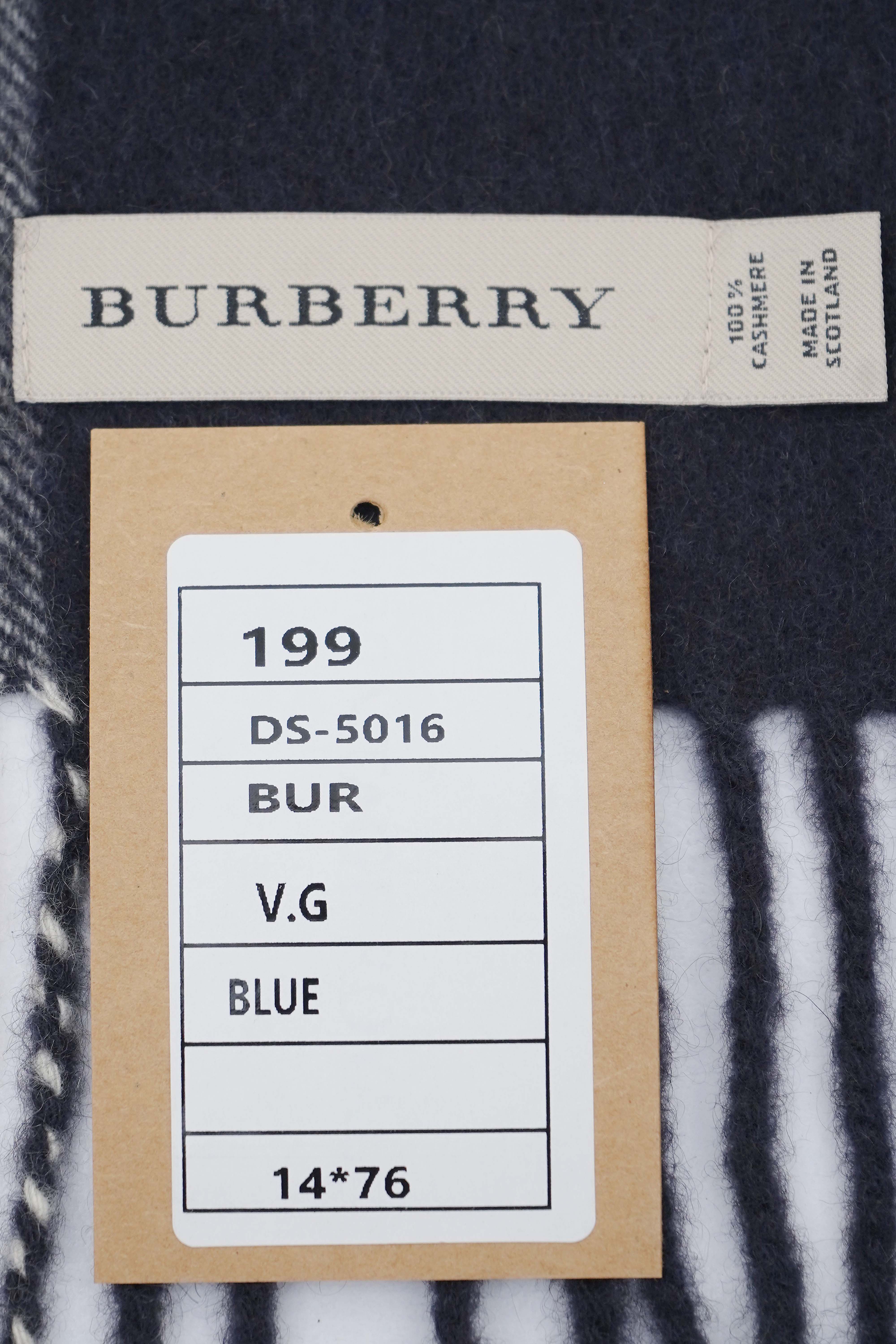 Classic Check Cashmere Blue Scarf