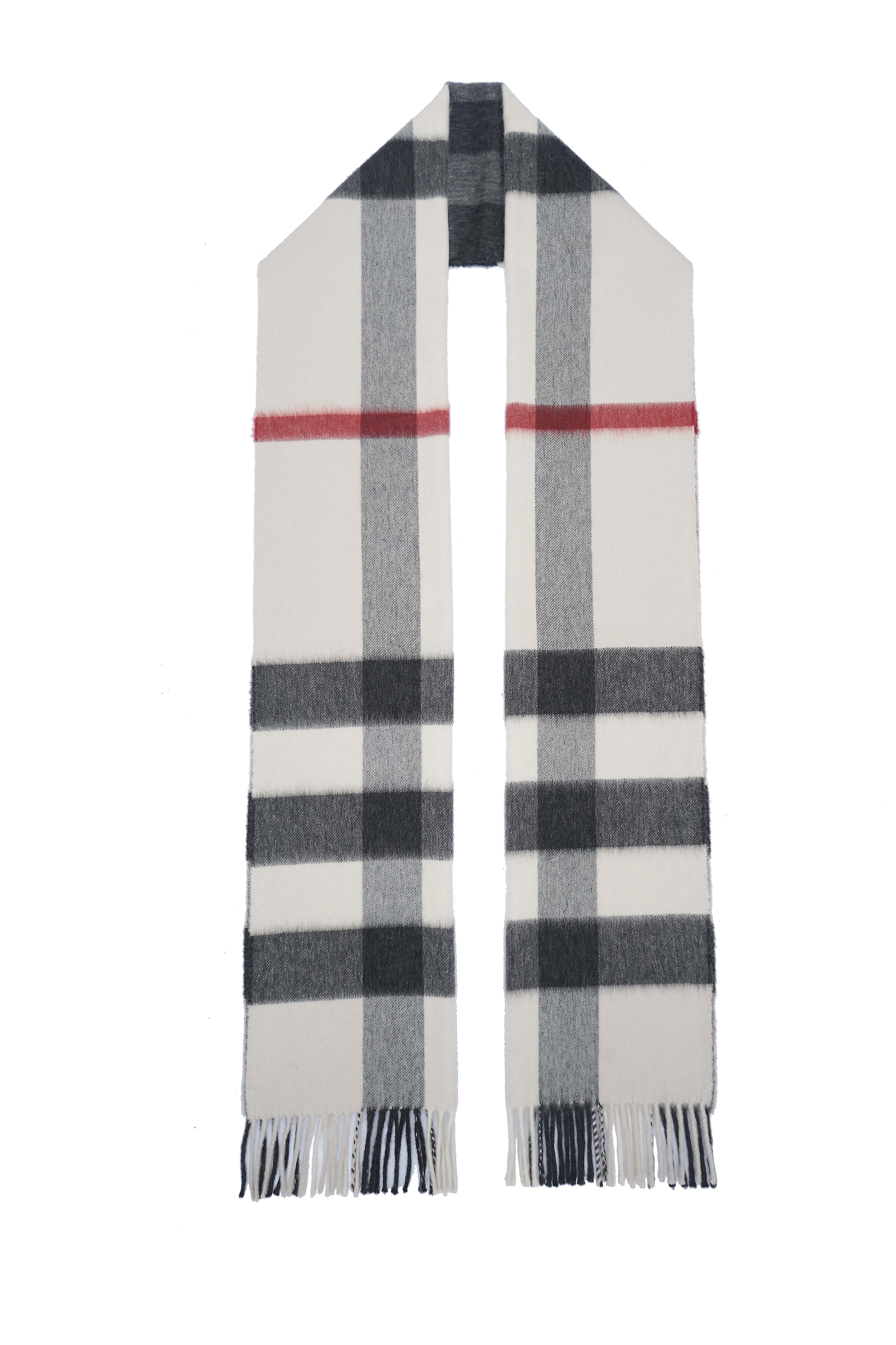 Classic Check Cashmere Ecru Scarf