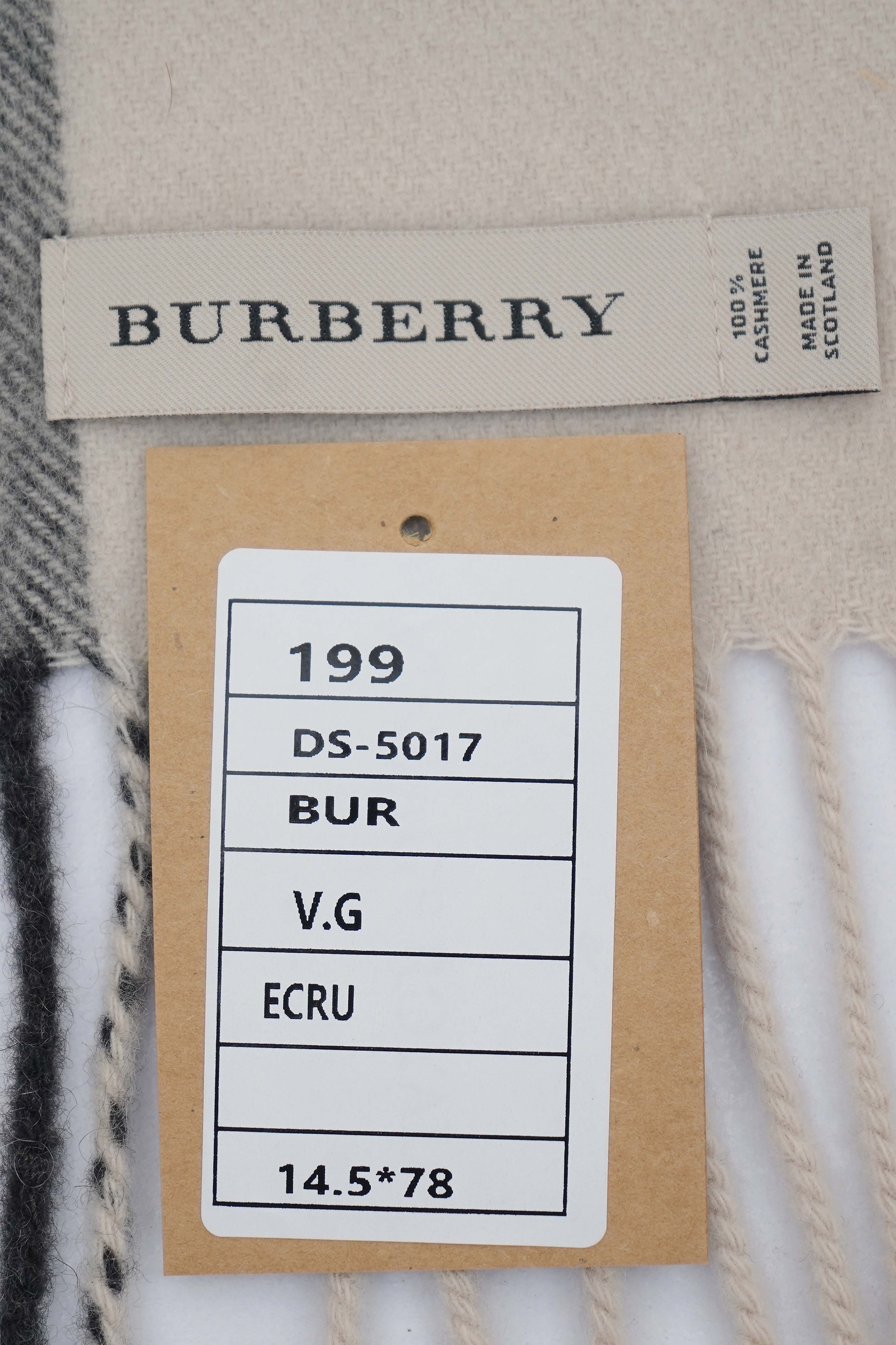 Classic Check Cashmere Ecru Scarf